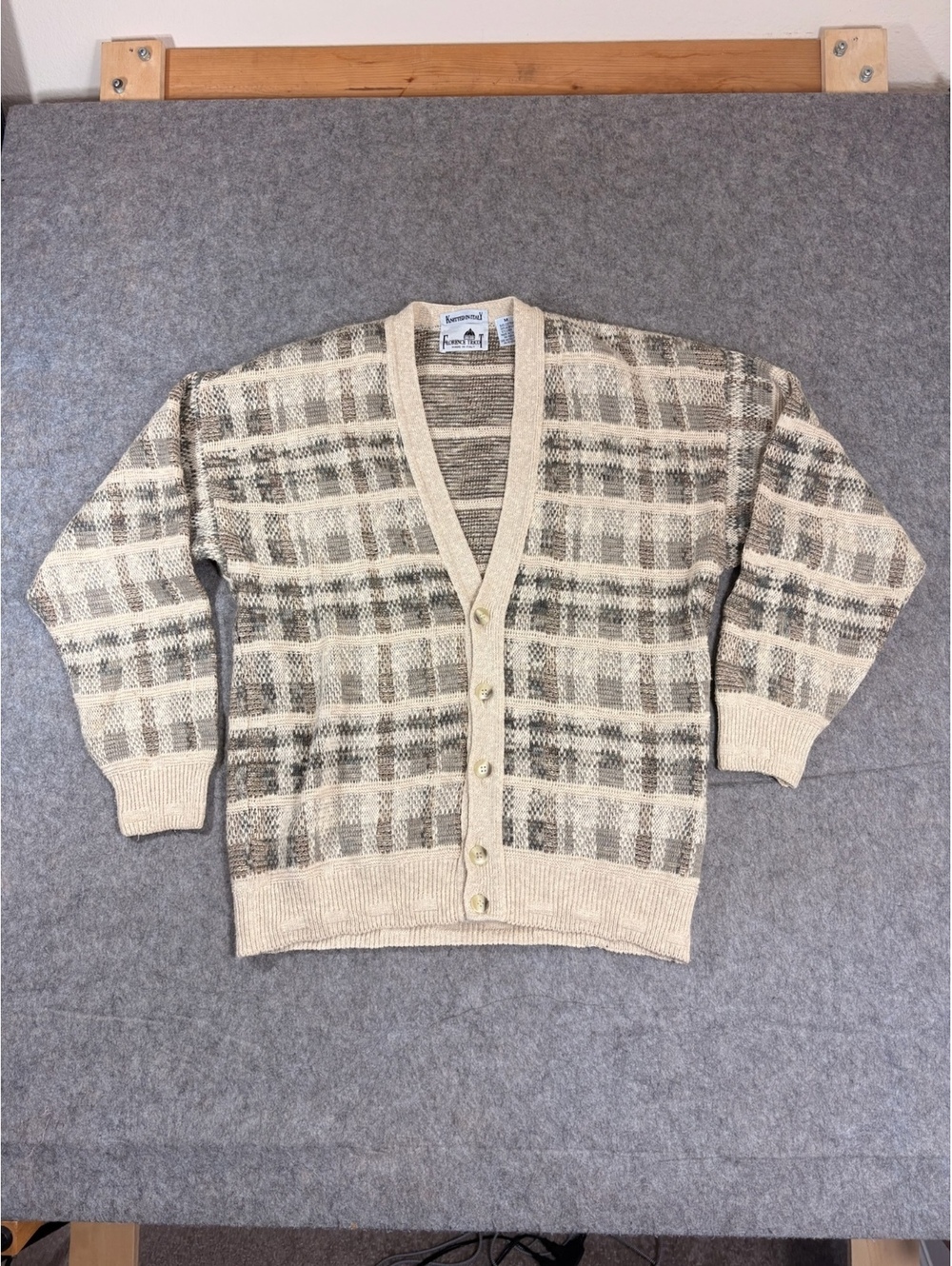 Vintage Florence Tricot Cardigan Sweater Mens M Multicolor Knit Casual